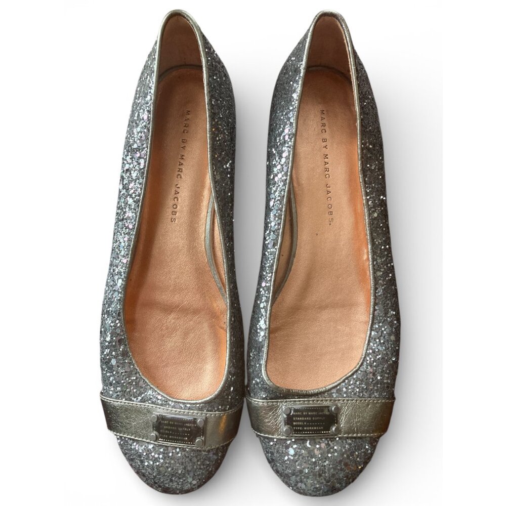 Marc by Marc Jacobs Women's Leather Glitter Ballet Flats (Size EU 39/US 8.5)